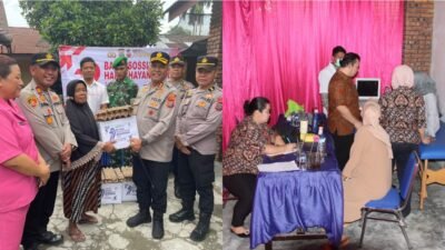 Polres Sergai Gelar Bakti Sosial Sambut HUT Bhayangkara ke-79: 100 Warga Dapat Layanan Kesehatan Gratis dan Sembako